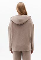 Bayan Bej Yün Karışımlı Kapüşonlu Kazak