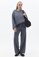 Bayan Füme Yün Karışımlı Straight-Fit Pantolon