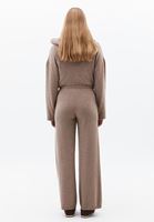 Bayan Bej Yün Karışımlı Straight-Fit Pantolon