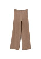 Bayan Bej Yün Karışımlı Straight-Fit Pantolon