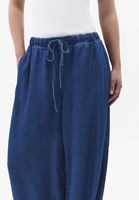 Bayan Mavi Büzgülü Denim Balon Pantolon ( TENCEL™ )