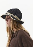 Bayan Krem Hasır Bucket Şapka