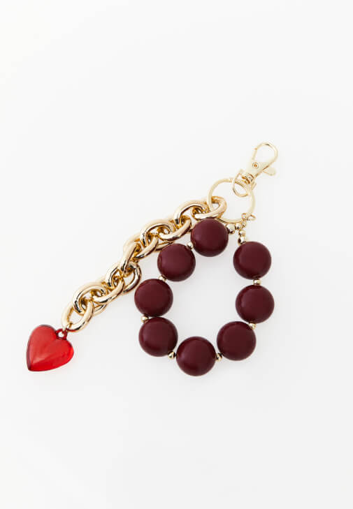 Kırmızı Charm Detaylı Çanta Aksesuarı