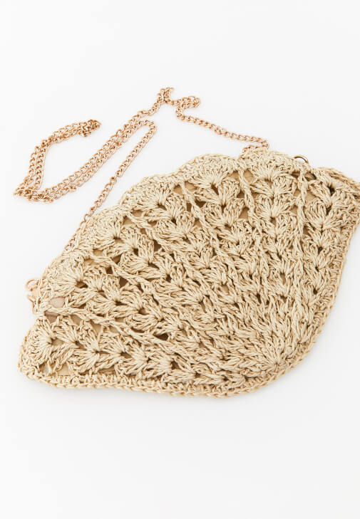 Krem Hasır Çanta