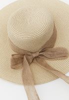 Bayan Krem Fiyonk Detaylı Hasır Şapka