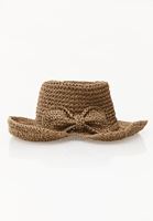 Bayan Kahverengi Fiyonklu Hasır Şapka