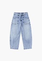 Bayan Mavi Barrel-Fit Denim Pantolon