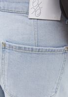 Bayan Mavi Orta Bel Barrel-Fit Pantolon