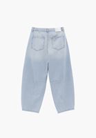 Bayan Mavi Orta Bel Barrel-Fit Pantolon