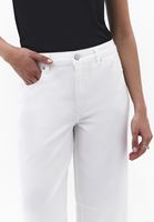 Bayan Beyaz Orta Bel Barrel-Fit Pantolon