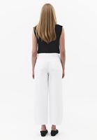 Bayan Beyaz Orta Bel Barrel-Fit Pantolon