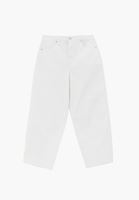 Bayan Beyaz Orta Bel Barrel-Fit Pantolon