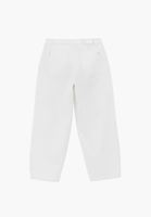 Bayan Beyaz Orta Bel Barrel-Fit Pantolon