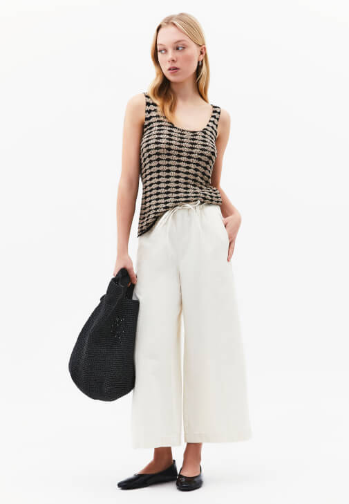 Bej Yüksek Bel Culotte Pantolon