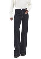 Bayan Siyah Orta Bel Flare Denim Pantolon