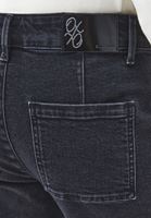 Bayan Siyah Orta Bel Flare Denim Pantolon