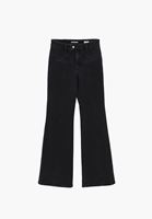 Bayan Siyah Orta Bel Flare Denim Pantolon
