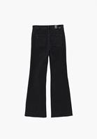 Bayan Siyah Orta Bel Flare Denim Pantolon