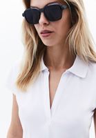 Bayan Beyaz Polo Yaka Tişört