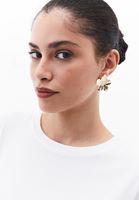 Bayan Altın Çiçek Detaylı Küpe