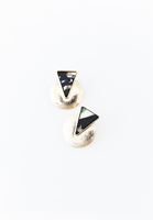 Bayan Siyah Taş Detaylı Küpe