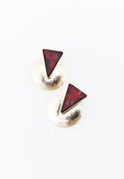 Bayan Kırmızı Taş Detaylı Küpe