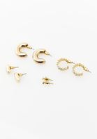 Bayan Altın Çoklu Küpe Seti