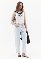 Bayan Mavi Mom-Fit Denim Pantolon