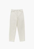 Bayan Bej Mom-Fit Denim Pantolon