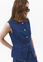 Bayan Mavi Düğmeli Denim Yelek ( TENCEL™ )