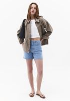 Bayan Mavi Yüksek Bel Denim Şort