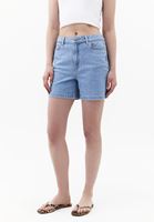 Bayan Mavi Yüksek Bel Denim Şort