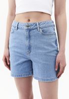 Bayan Mavi Yüksek Bel Denim Şort