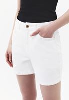 Bayan Beyaz Yüksek Bel Denim Şort