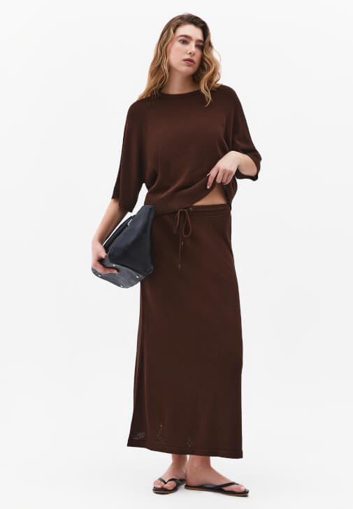 Triko Kazak ve Etek Kombini