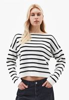 Bayan Çok Renkli Bot Yaka Çizgili Kazak