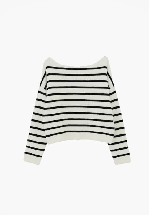 Çizgili Kazak ve Barrel-Fit Denim Kombini