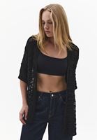 Bayan Siyah Ajurlu Triko Hırka