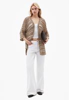 Bayan Bej Ajurlu Triko Hırka