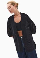 Bayan Siyah Ajurlu Triko Hırka