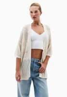 Bayan Krem Ajurlu Triko Hırka