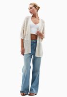 Bayan Krem Ajurlu Triko Hırka