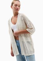 Bayan Krem Ajurlu Triko Hırka