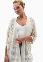 Bayan Krem Ajurlu Triko Hırka