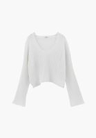 Bayan Krem V Yaka Triko Kazak