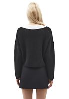 Bayan Siyah Bot Yaka Triko Kazak