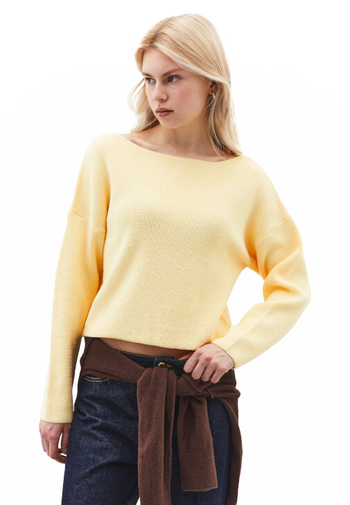 Sarı Bot Yaka Triko Kazak