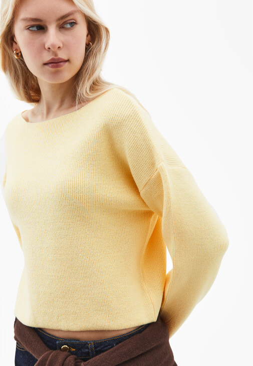 Triko Kazak ve Flare Denim Kombini