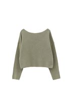 Bayan Yeşil Bot Yaka Triko Kazak