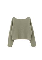 Bayan Yeşil Bot Yaka Triko Kazak